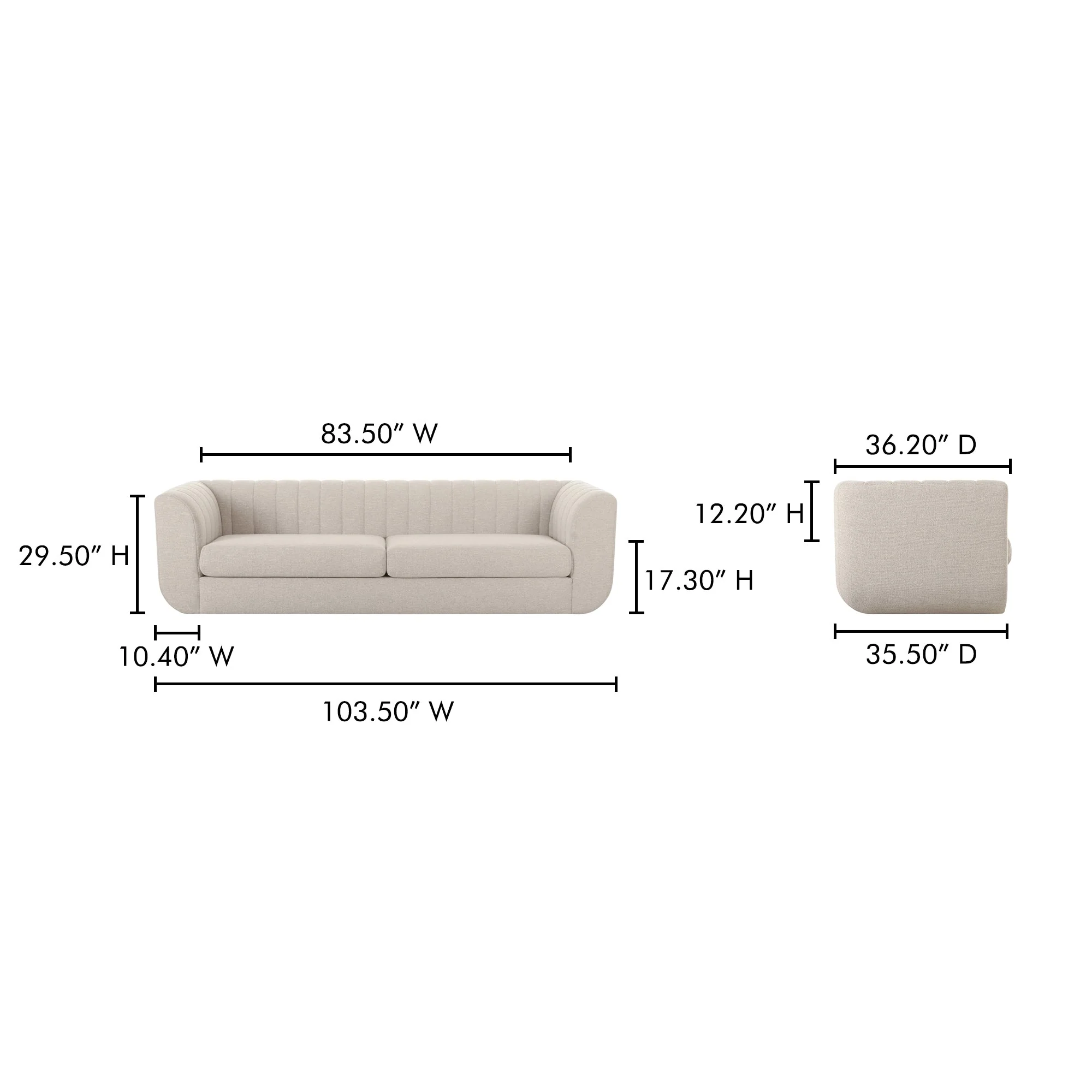 Moe's Home Collection Rosy Oatmeal Sofa - Image 11