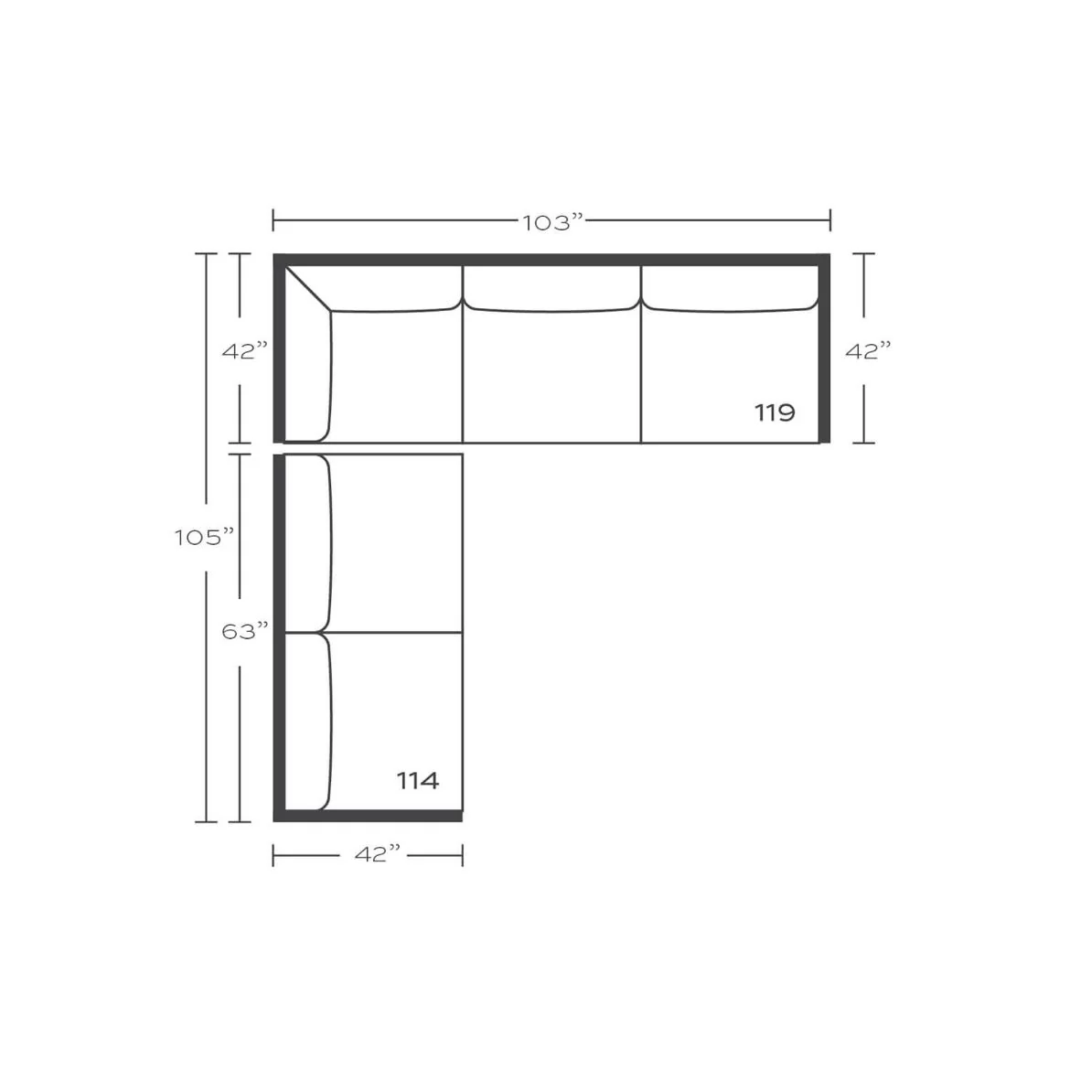 Rowe Furniture Alden Sectional 105" x 103" ~ Express Collection - Image 4