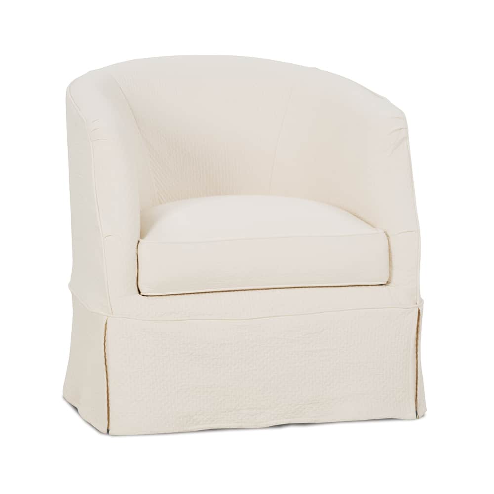 Rowe Furniture Ava Cream Linen Performance Fabric Slipcovered Swivel Chair With Washable Slipcover ~ IN STOCK 2 AVAILABLE FOR EXPRESS SHIPPING