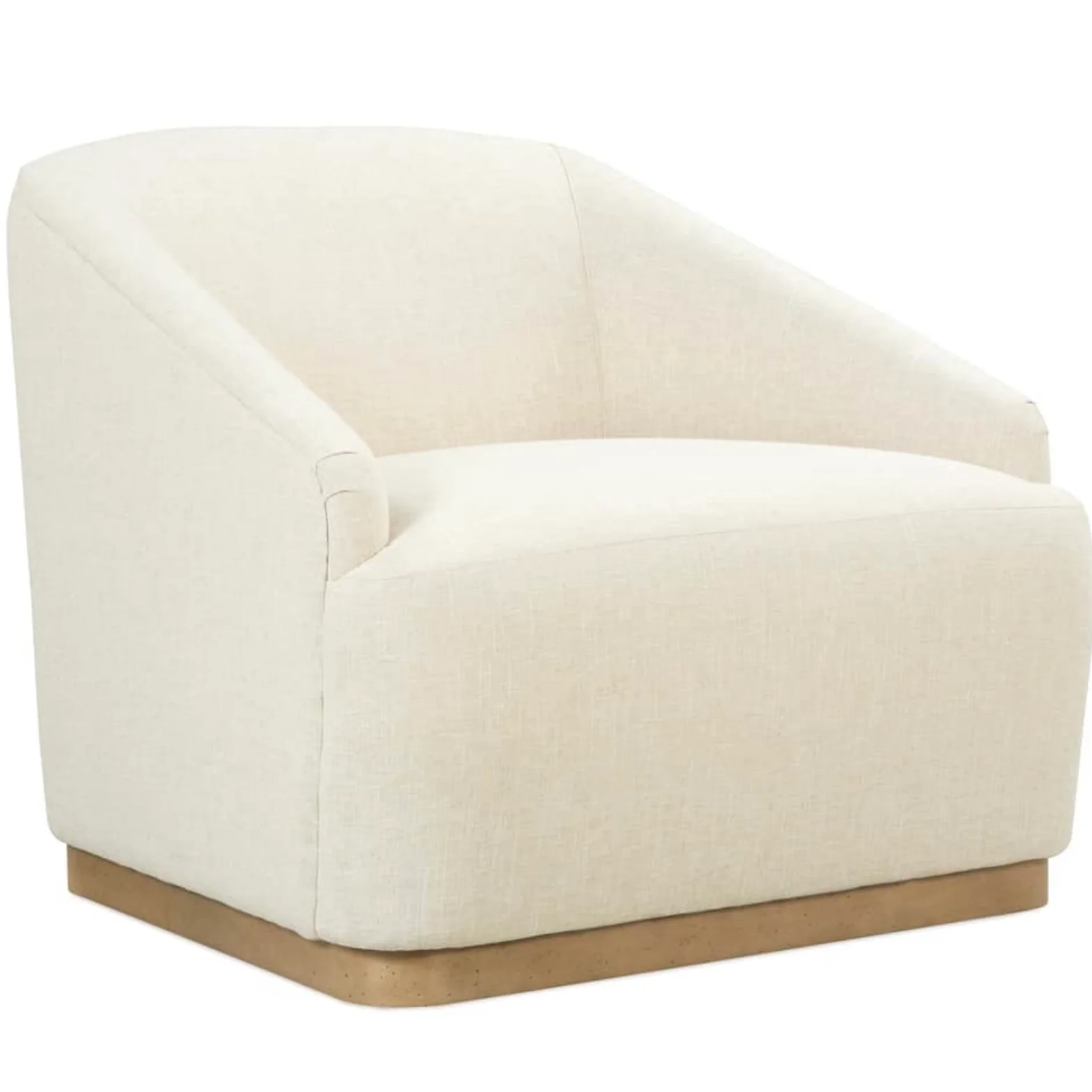 Rowe Furniture Bernie Swivel Chair in Ecru Chenille with Washed Oak Plinth Base~ Limited Quantities for Express Ship ~ ONLY 2 of this version Available! - Image 2