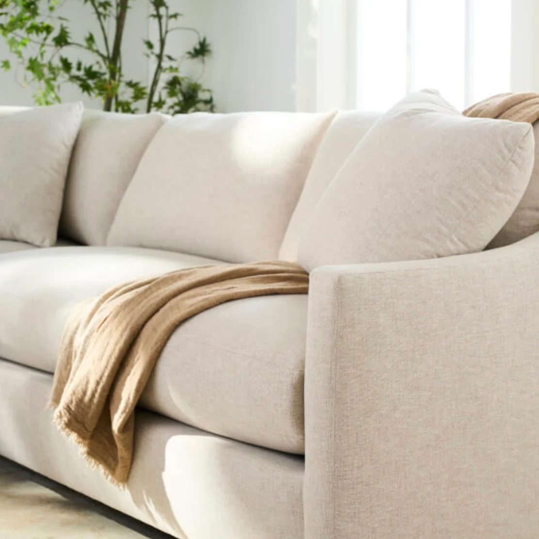 Rowe Furniture Bradford Performance Fabric 111” L-Shaped Sectional In Putty Colored Chenille - Image 2