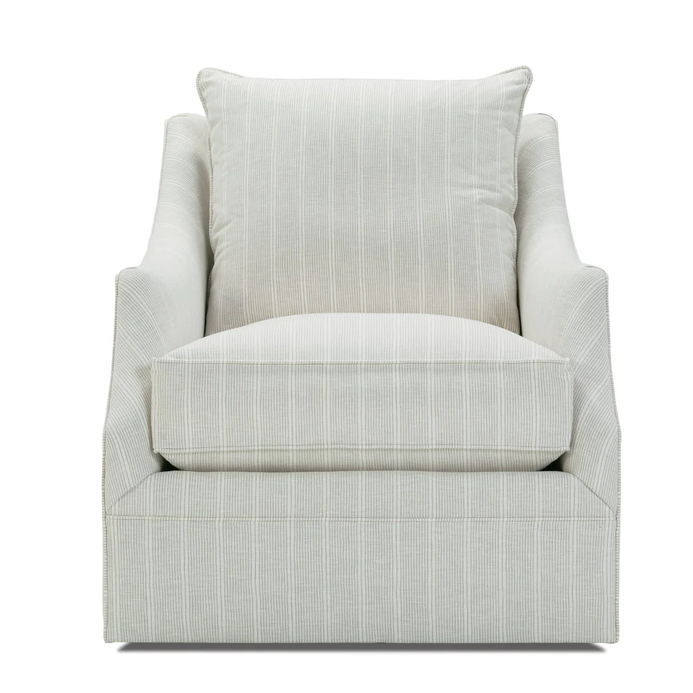 Rowe Furniture Kara Stripe Swivel Glider Chair in Grey with Ivory Stripe ~ Express Collection - Image 3
