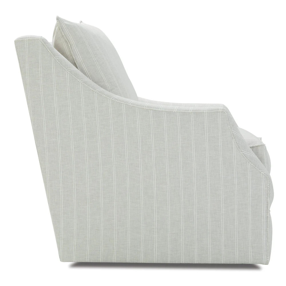 Rowe Furniture Kara Stripe Swivel Glider Chair in Grey with Ivory Stripe ~ Express Collection - Image 5