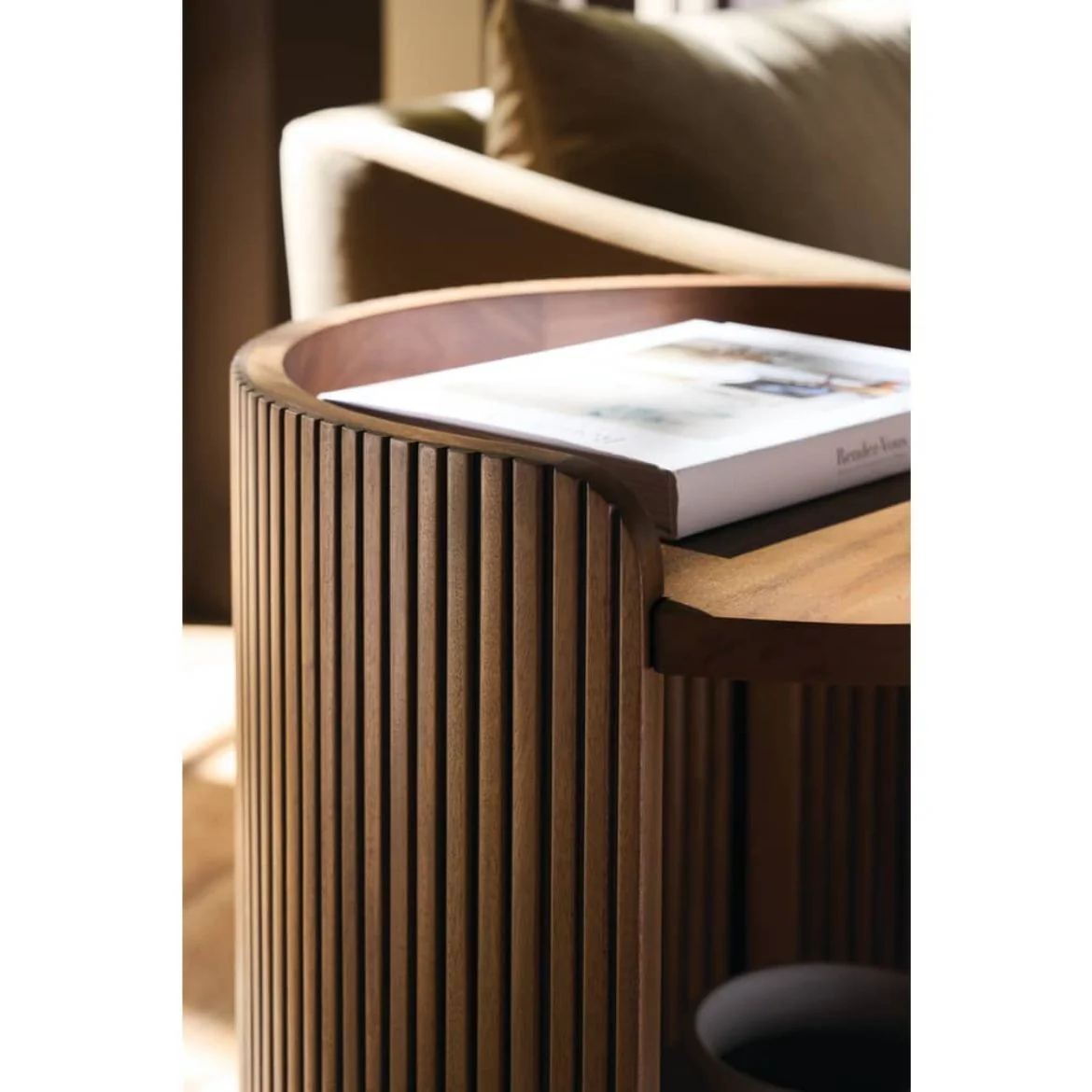 Rowe Furniture Kindred Mahogany Wood Round End Table ~ Sesame Finish - Image 2