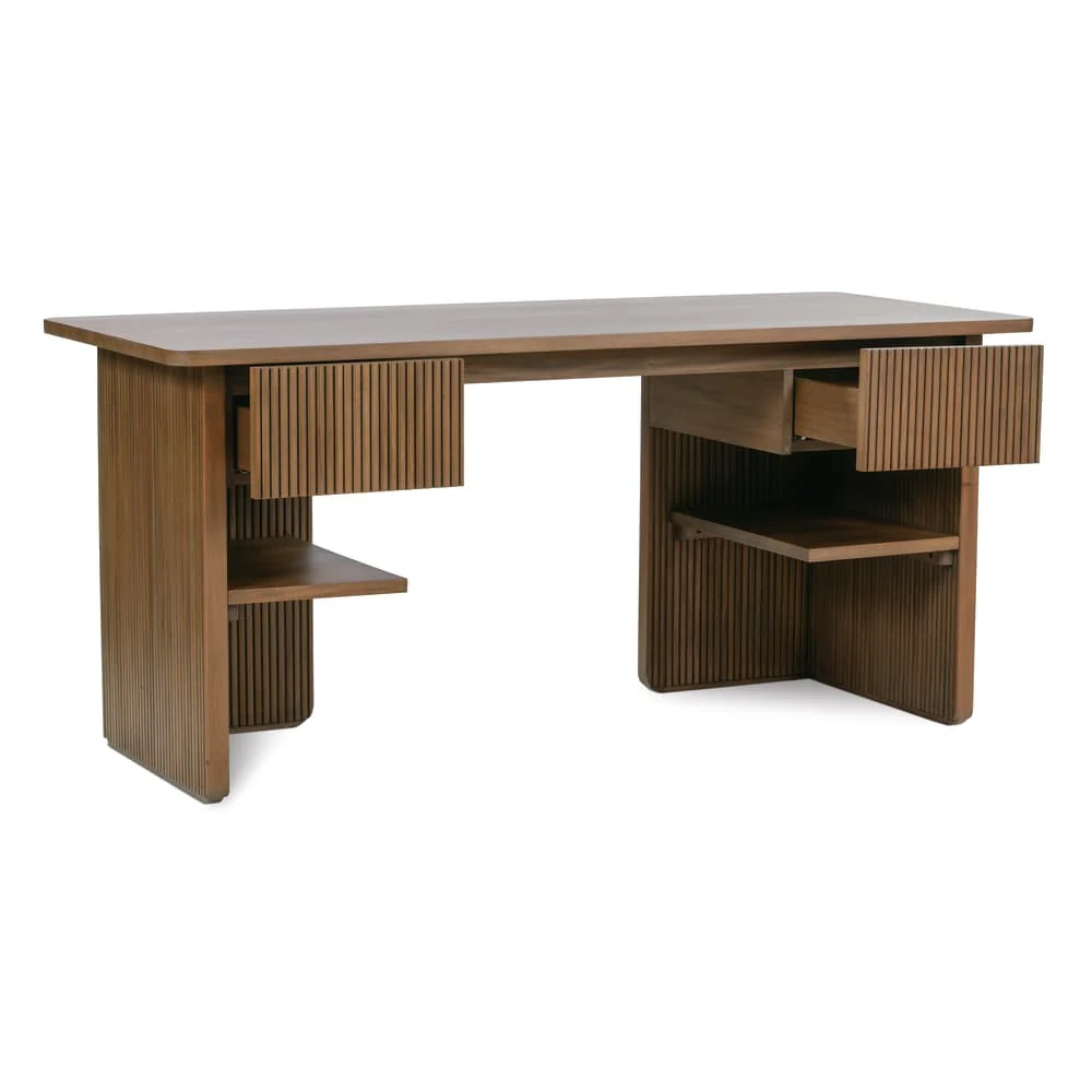 Rowe Furniture Kindred Fluted Mahogany Wood Desk ~ Sesame Finish - Image 3