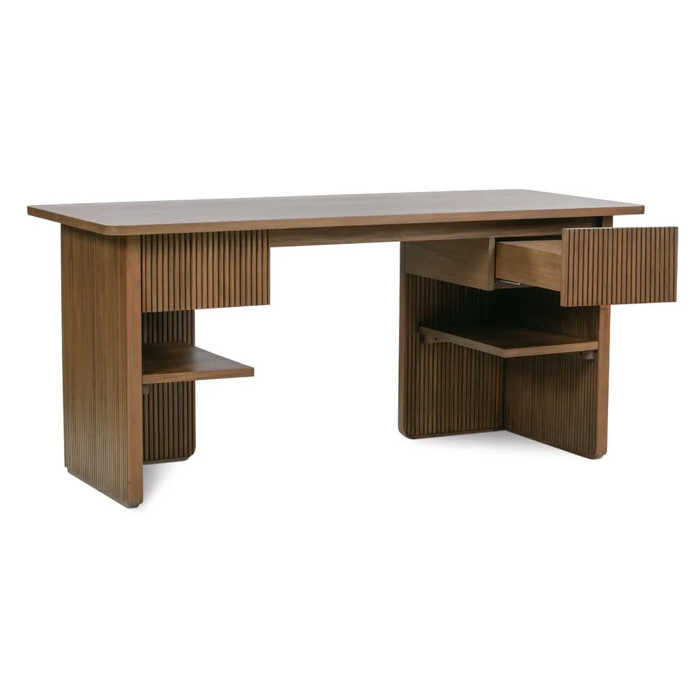 Rowe Furniture Kindred Fluted Mahogany Wood Desk ~ Sesame Finish - Image 4
