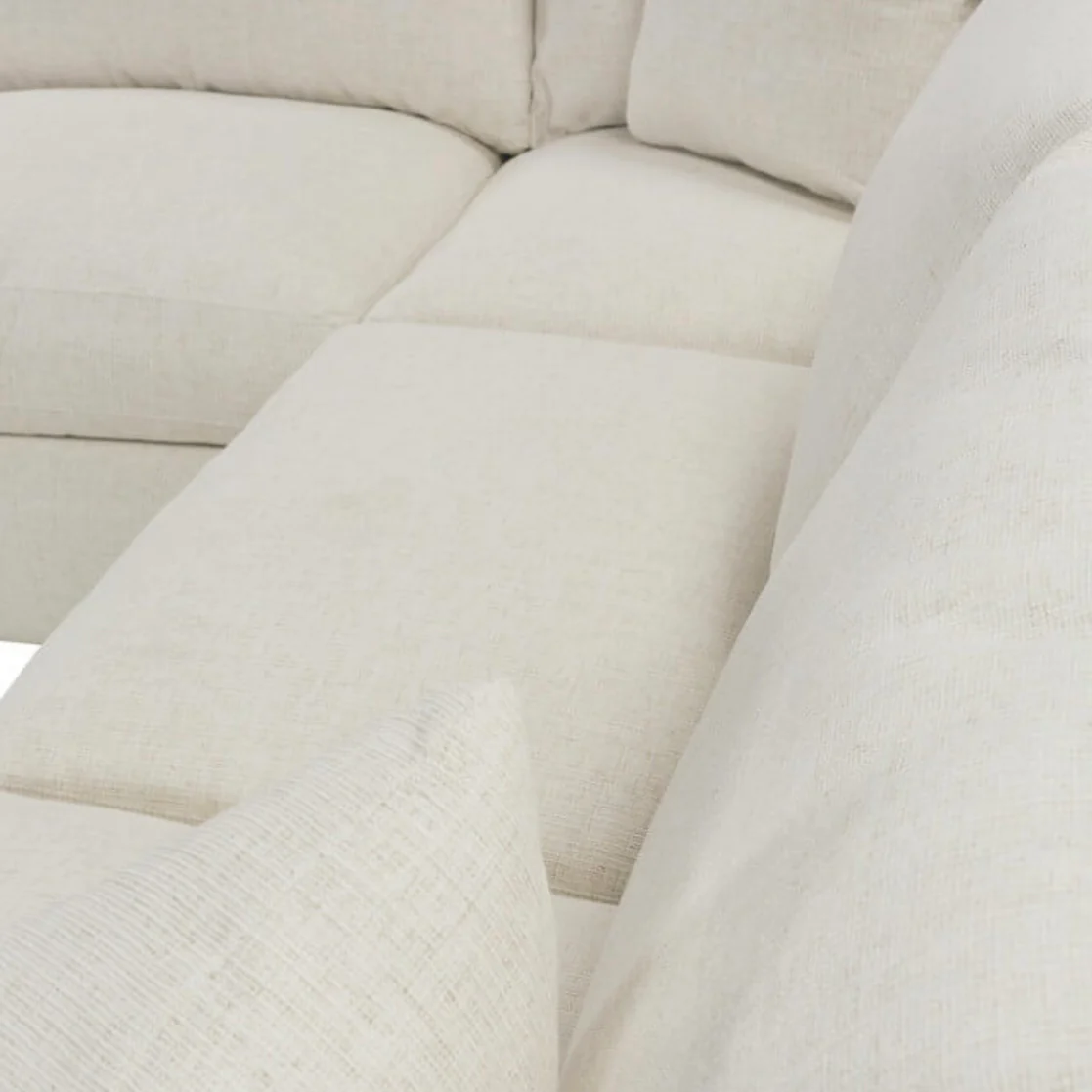Rowe Furniture Lilah Bone White Plush Chenille Performance Fabric 106” x 110" Sectional ~ Express Collection - Image 17