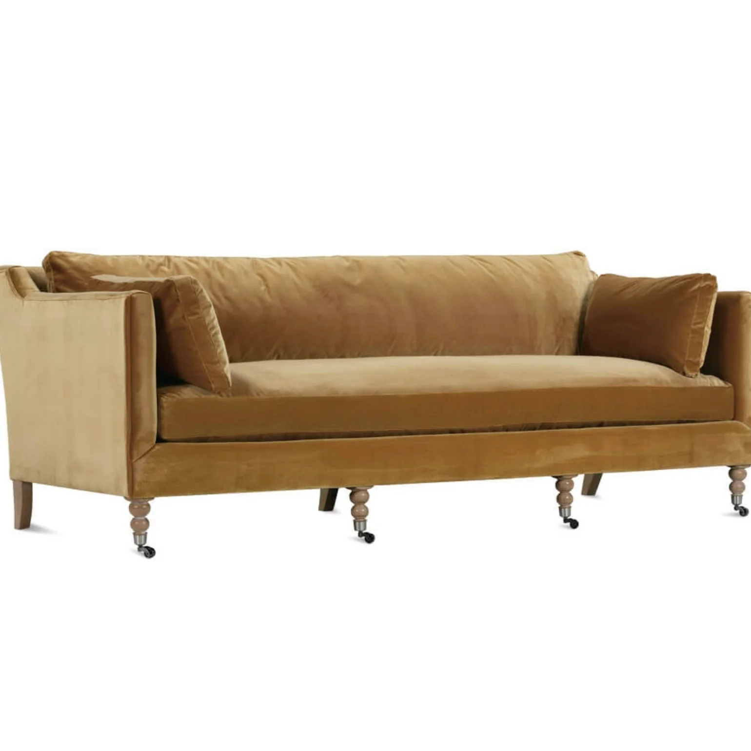 Rowe Furniture Madeline Antiqued Amber Velvet 90” Sofa ~ Express Collection - Image 3