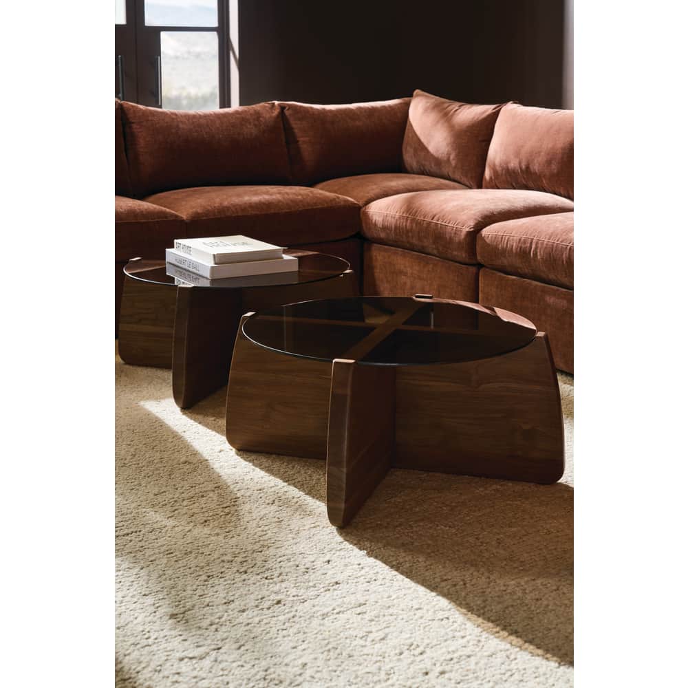 Rowe Furniture Nova Round Glass Coffee Table - Image 2