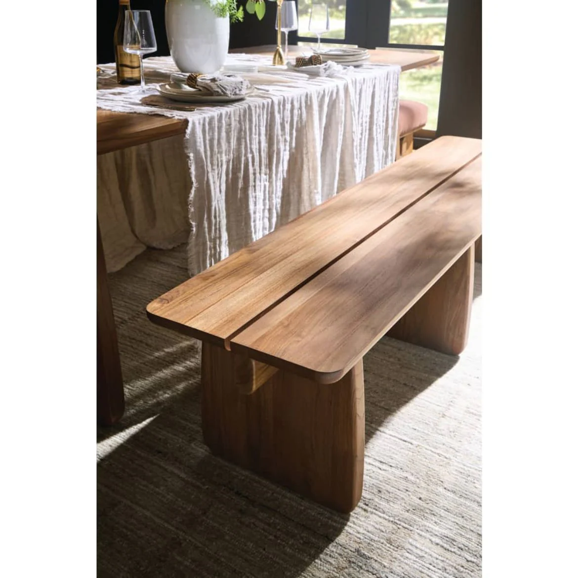 Rowe Furniture Nova Teak Wood Bench - Image 6