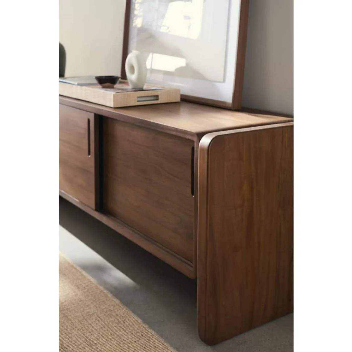 Rowe Furniture Nova Sliding Door Teak Wood Credenza - Image 2