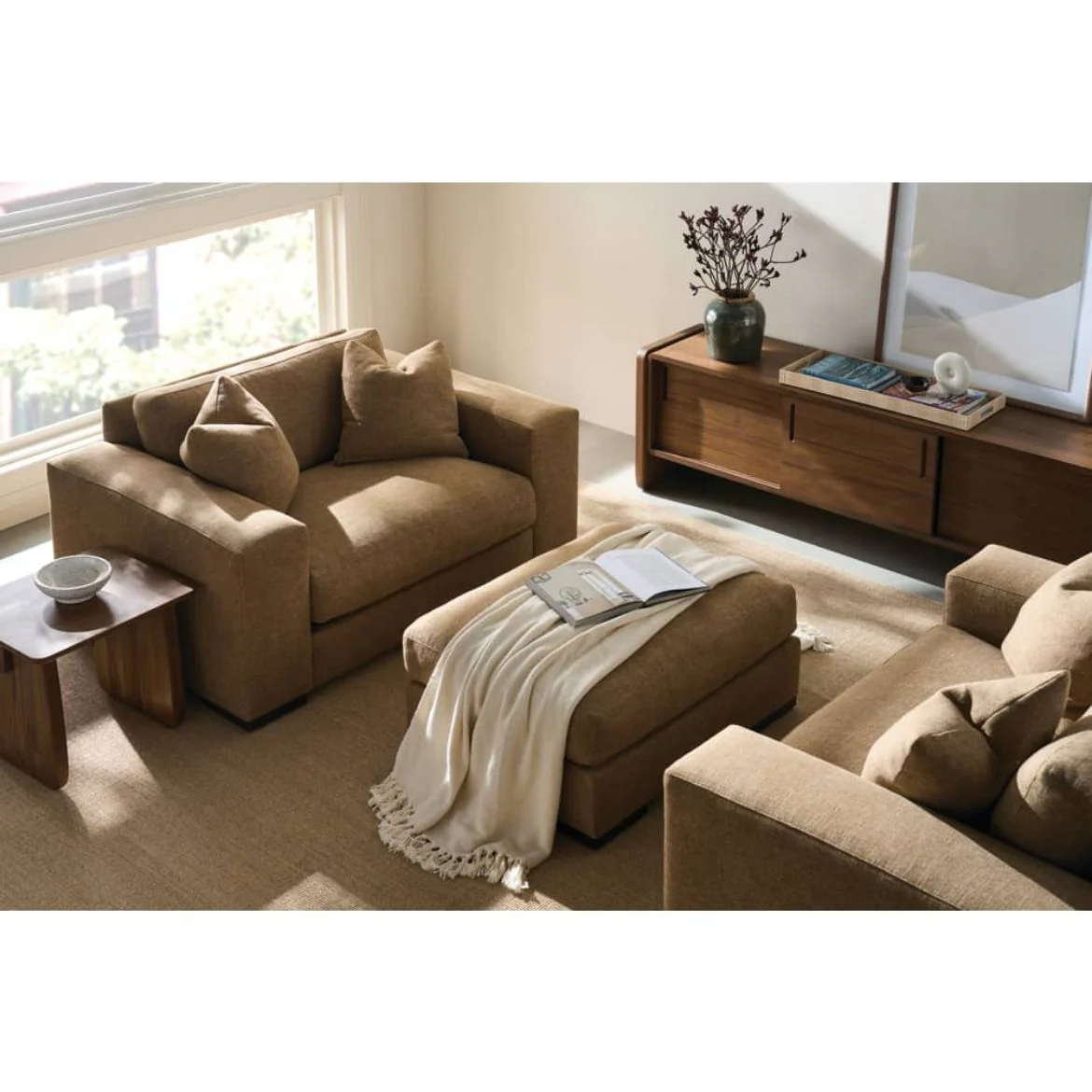 Rowe Furniture Nova Sliding Door Teak Wood Credenza - Image 3