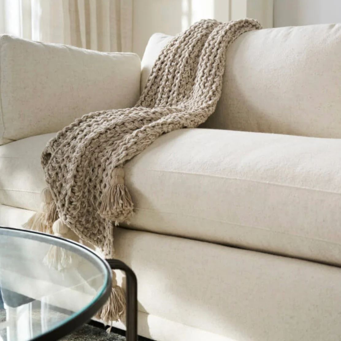 Rowe Furniture Sylvie Bone White Performance Fabric Bench Cushion 88” Sofa ~ Express Collection - Image 4