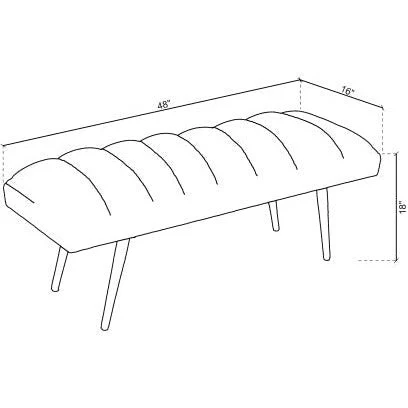 Surya Roxeanne Modern Cream Channeled Velvet Bench With Gold Metal Base RON-008 - Image 3