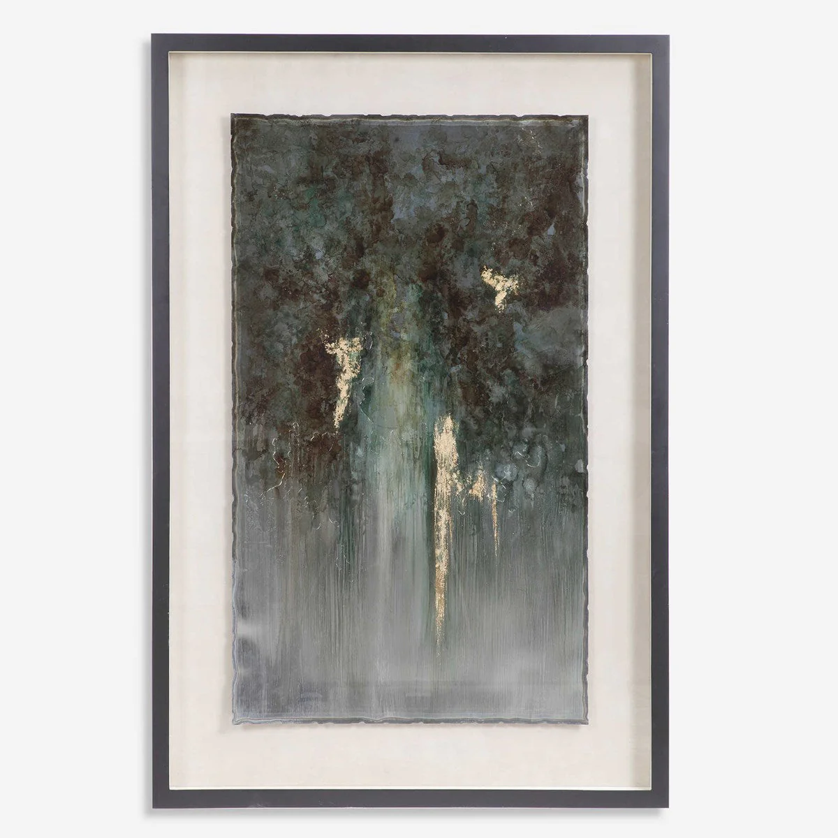 Uttermost Rustic Patina Hand Painted Metal Sheet Contemporary Grande Framed Print - Image 2
