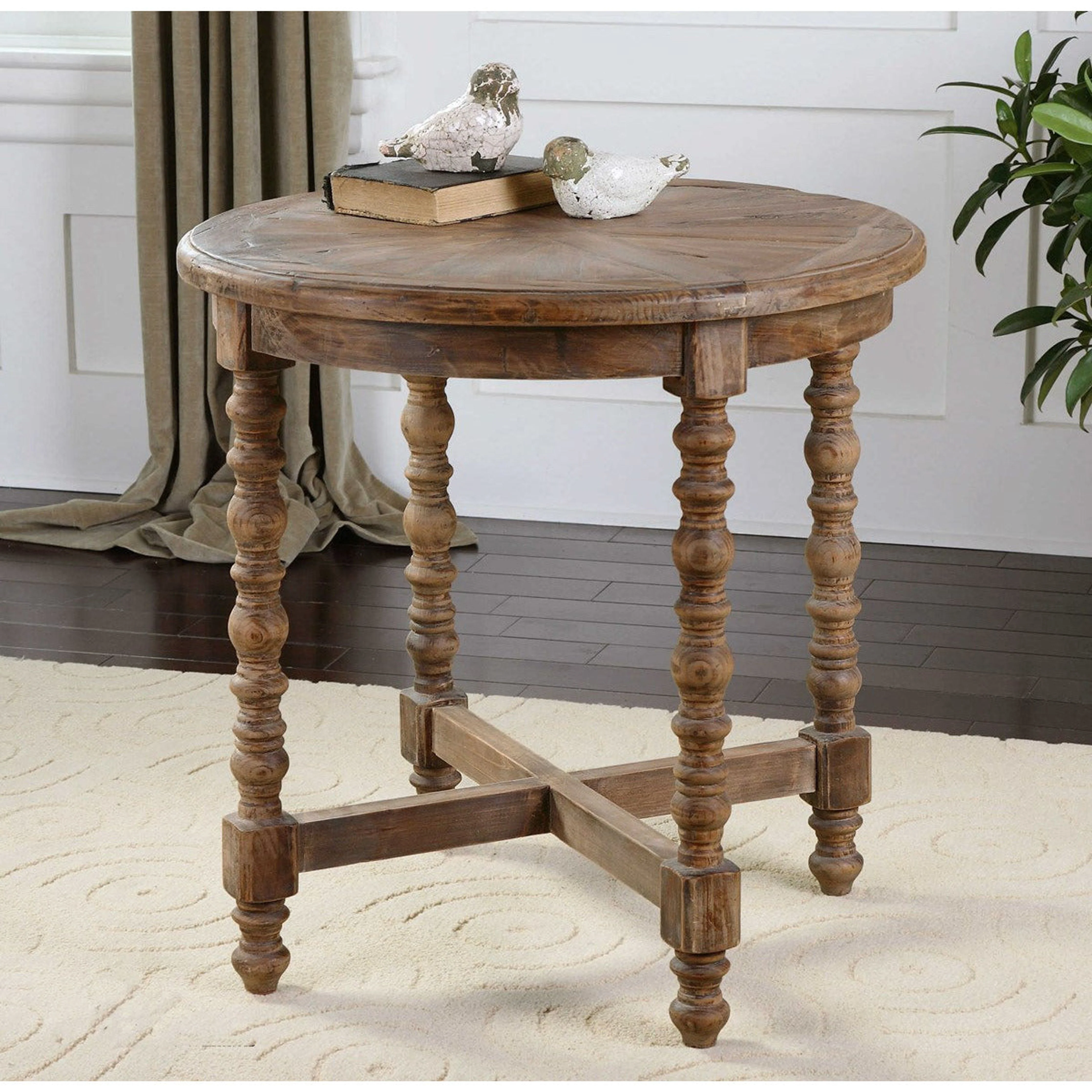 Uttermost Samuelle Reclaimed Wood Rustic Round End Table - Image 4