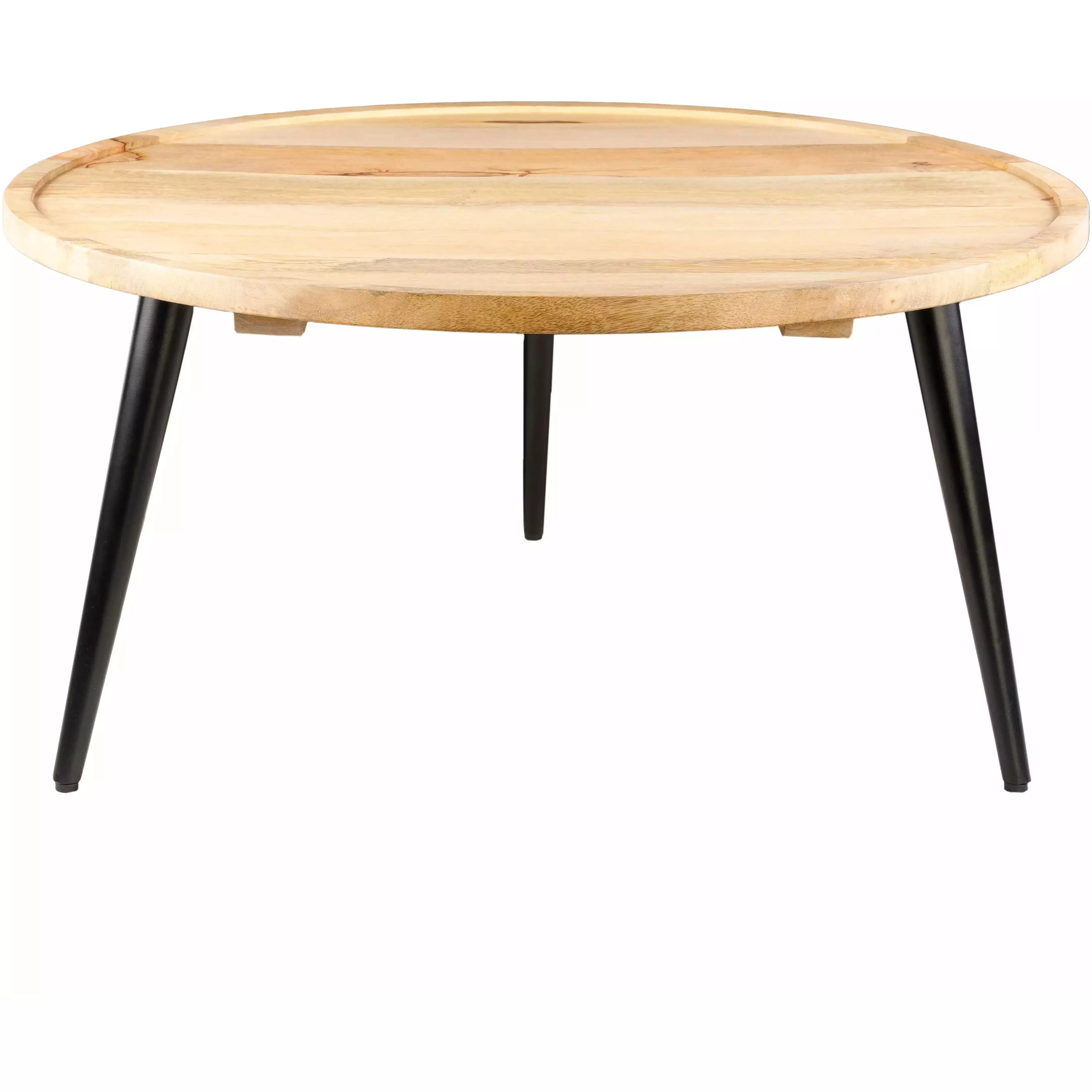Surya Saraswati Modern Natural Wood Top With Black Metal Base Round Coffee Table WTI-001 - Image 2