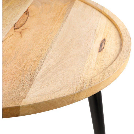 Surya Saraswati Modern Natural Wood Top With Black Metal Base Round Coffee Table WTI-001 - Image 3