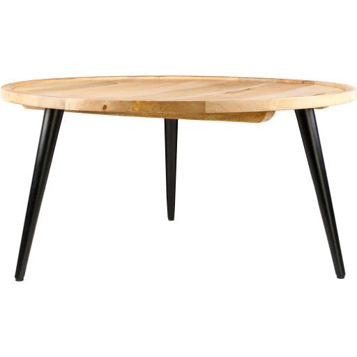 Surya Saraswati Modern Natural Wood Top With Black Metal Base Round Coffee Table WTI-001 - Image 5