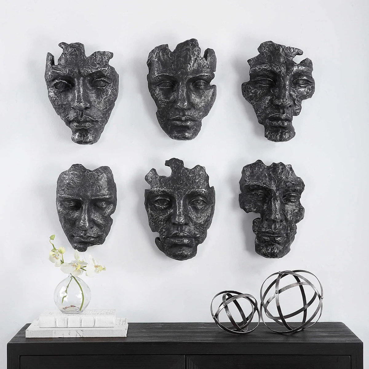 Uttermost Self-Portrait Steel Gray Modern Set of 6 Wall Decor