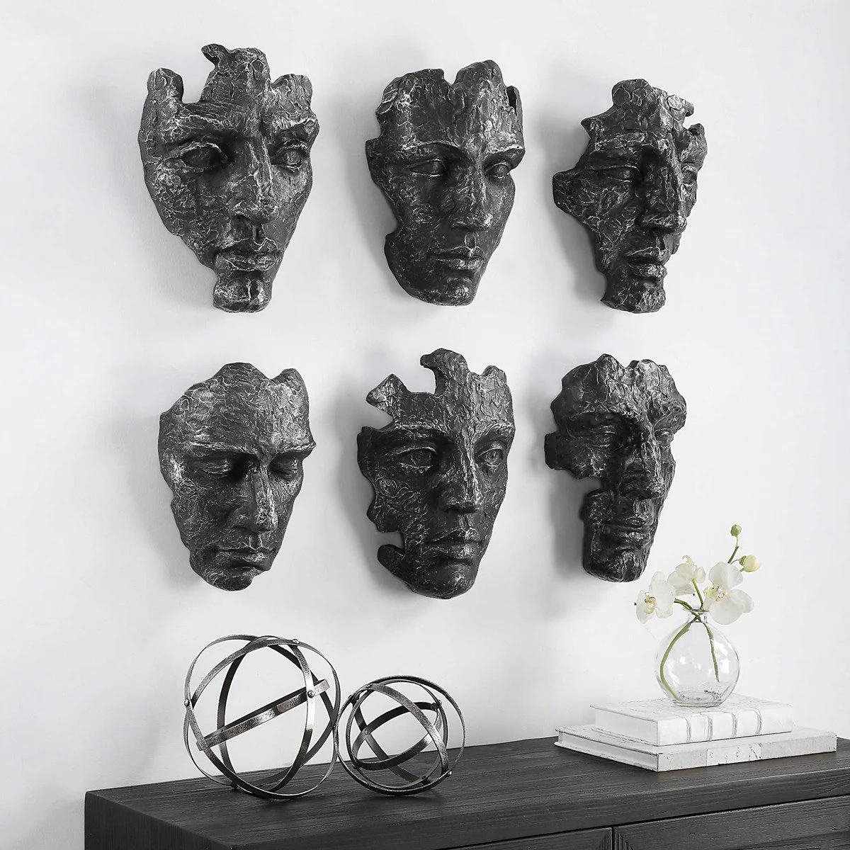 Uttermost Self-Portrait Steel Gray Modern Set of 6 Wall Decor - Image 3