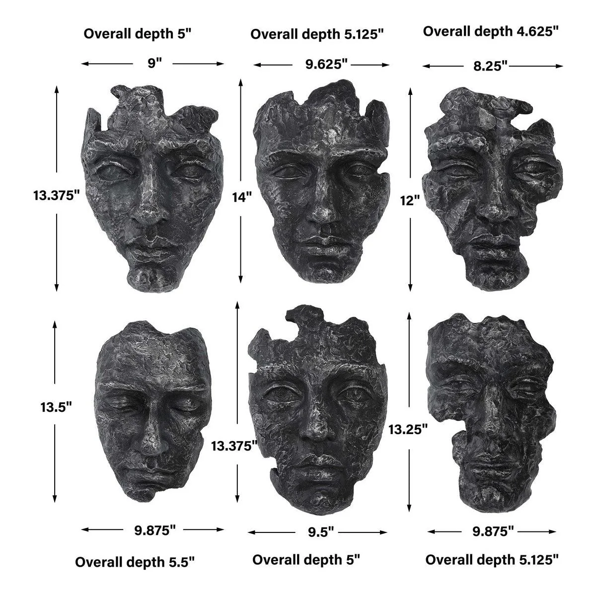 Uttermost Self-Portrait Steel Gray Modern Set of 6 Wall Decor - Image 7