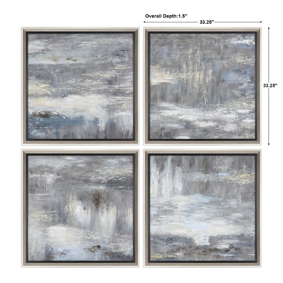 Uttermost Shades Of Gray Set of 4 Hand Painted Canvases - Image 3