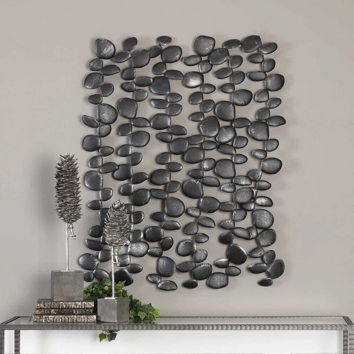 Uttermost Skipping Stones Charcoal Black Pebbles Metal Wall Decor - Image 3