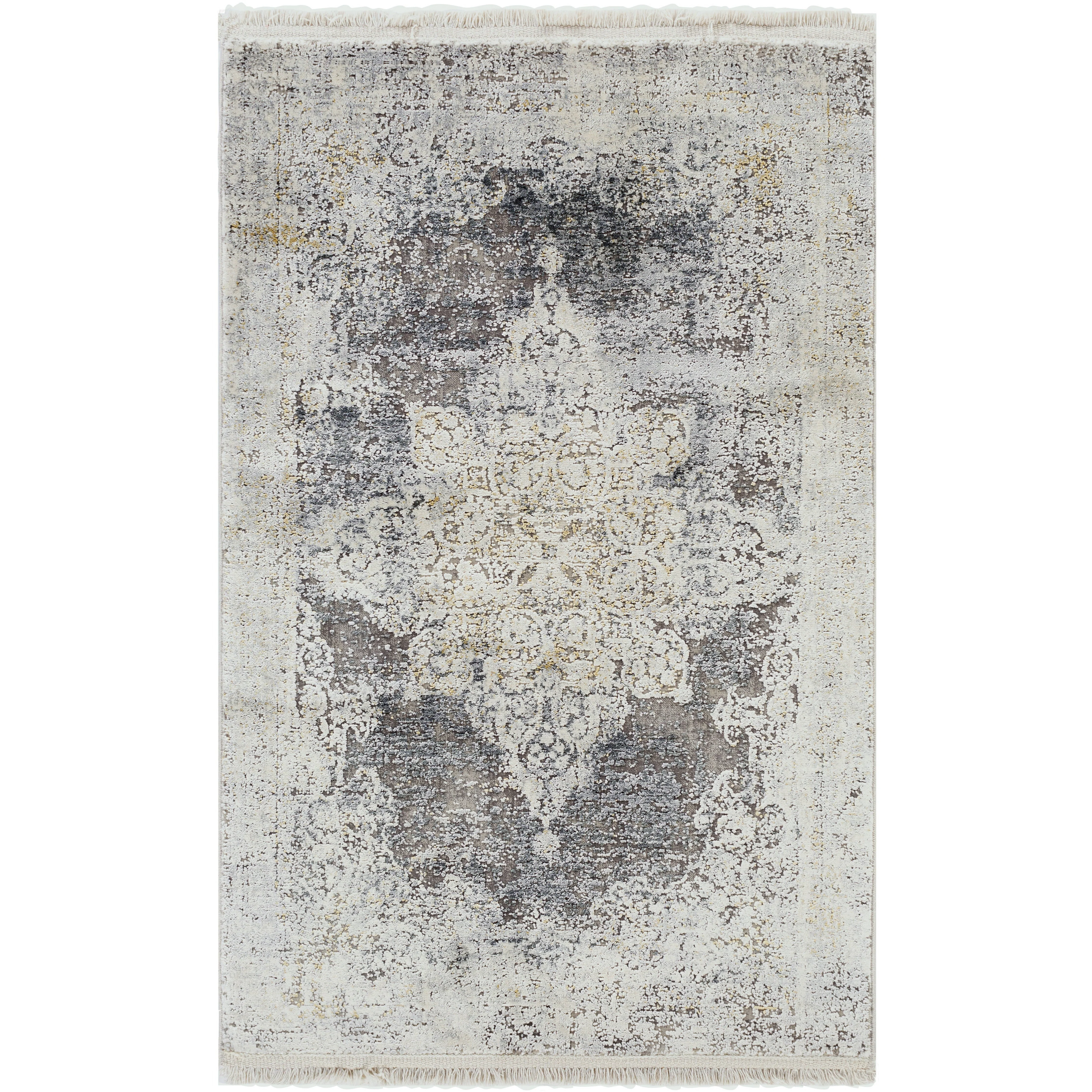 Surya Rugs Solar Collection Black, Gray, Charcoal, Saffron & White Area Rug SOR-2305