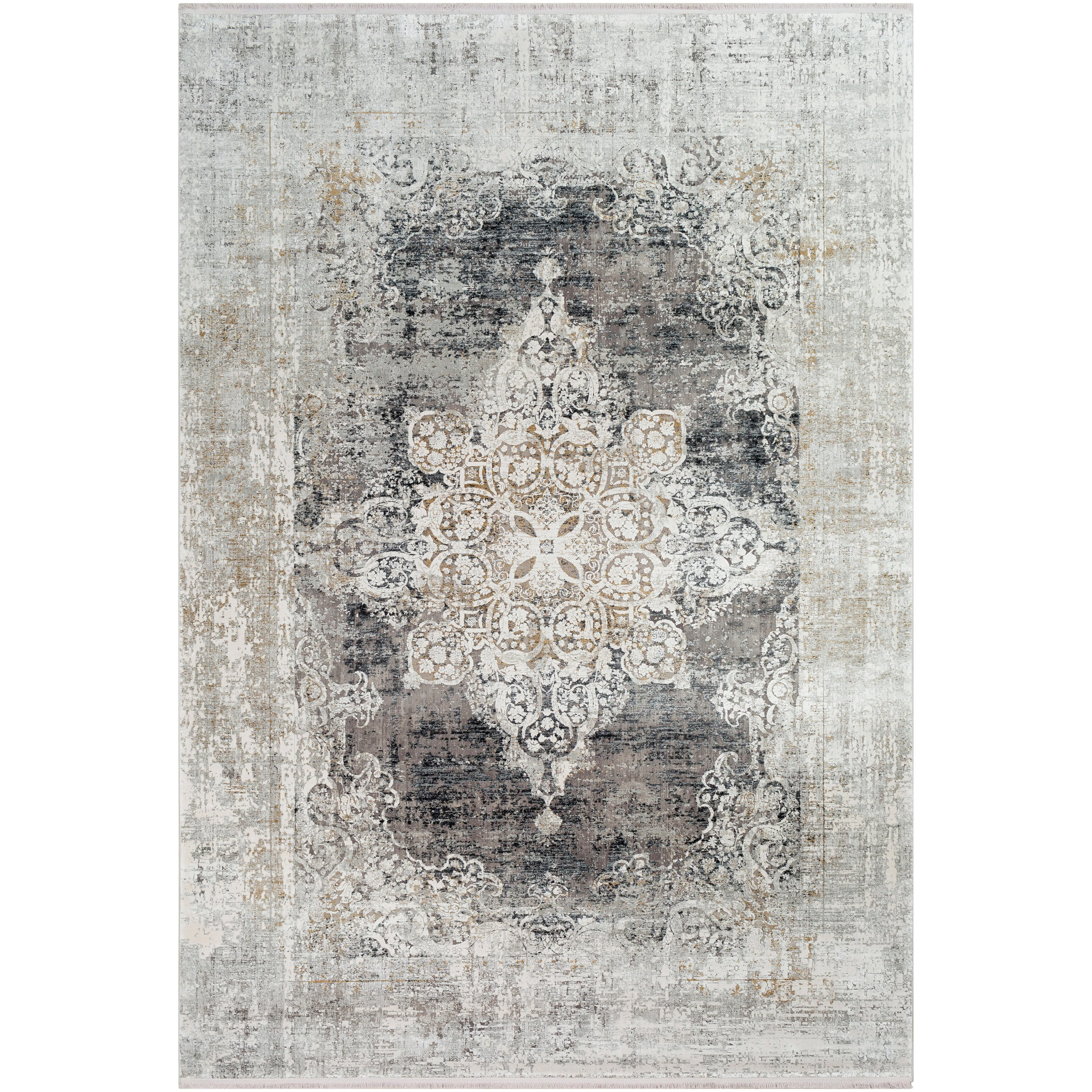 Surya Rugs Solar Collection Black, Gray, Charcoal, Saffron & White Area Rug SOR-2305 - Image 4