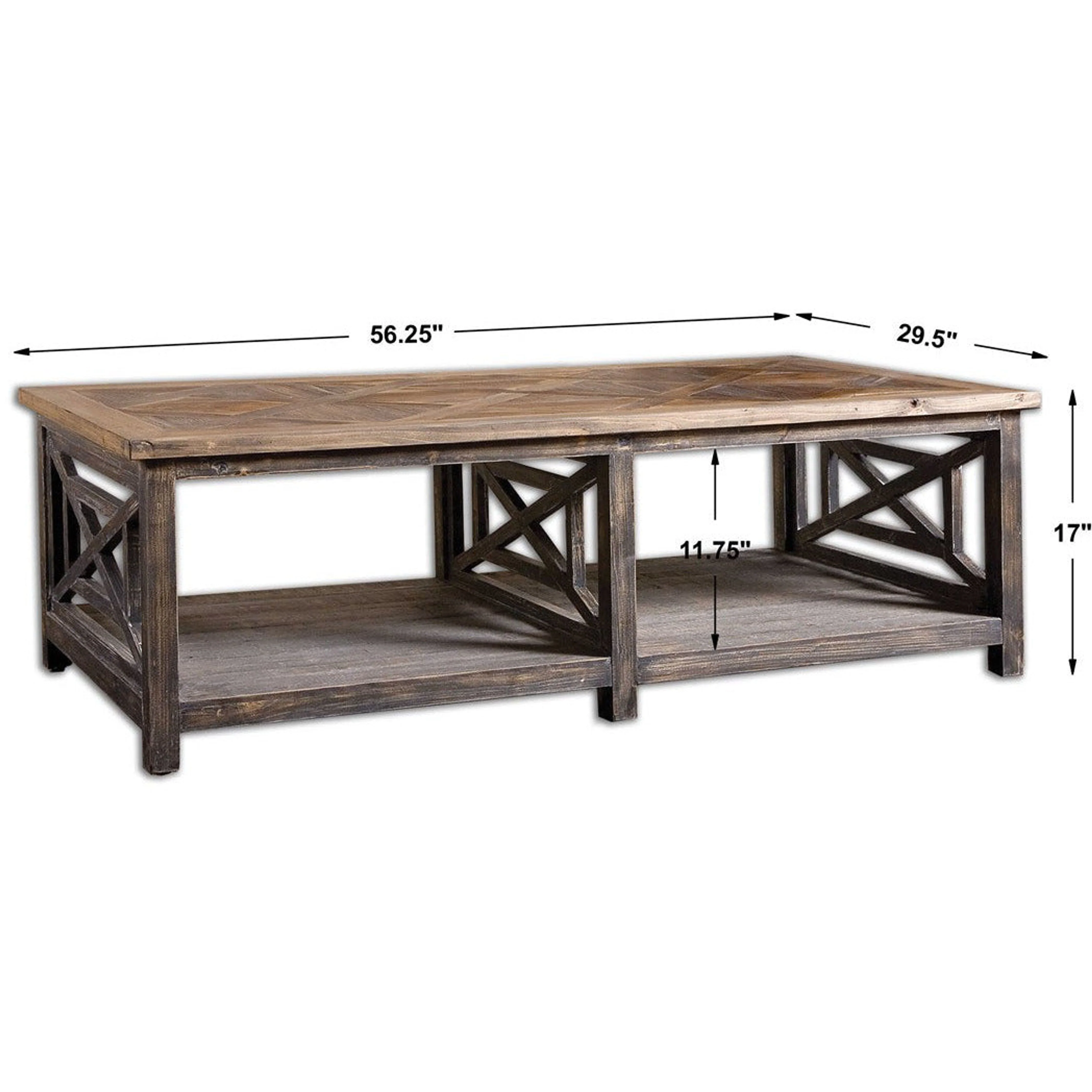Uttermost Spiro Reclaimed Wood Brushed Black Rustic Coffee Table - Image 4