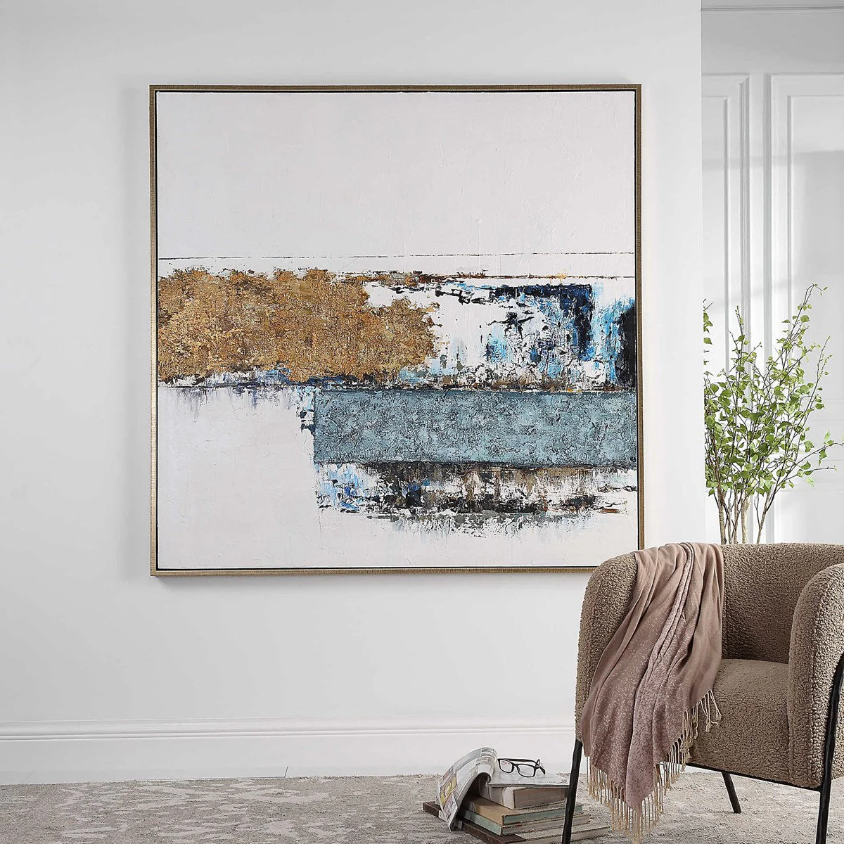 Uttermost Stacked Against Abstract Hand Painted Canvas - Image 2