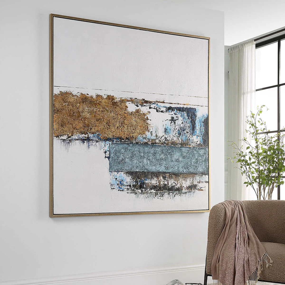 Uttermost Stacked Against Abstract Hand Painted Canvas - Image 3