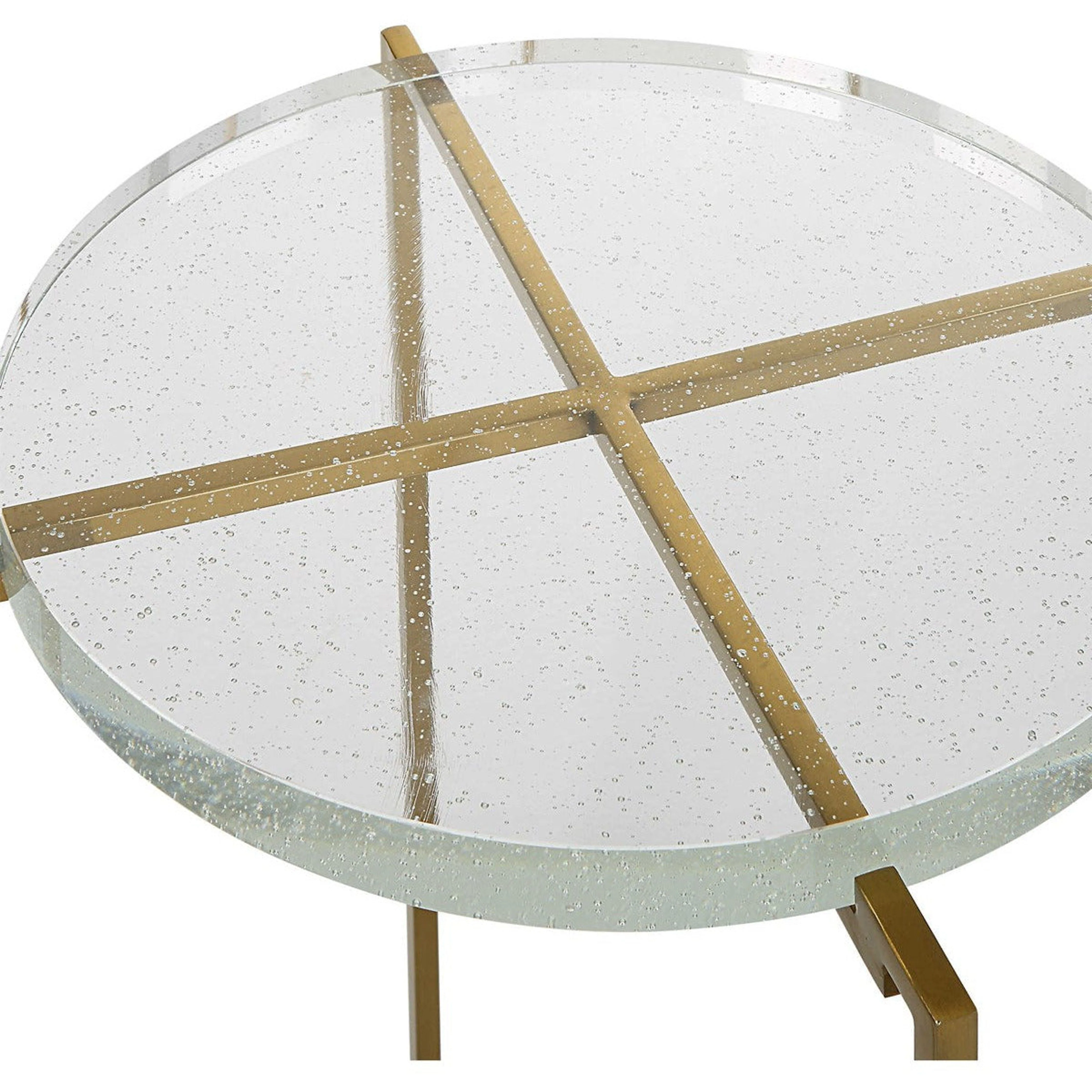 Uttermost Star Crossed Seeded Glass Top With Brushed Gold Round Accent Table - Image 6