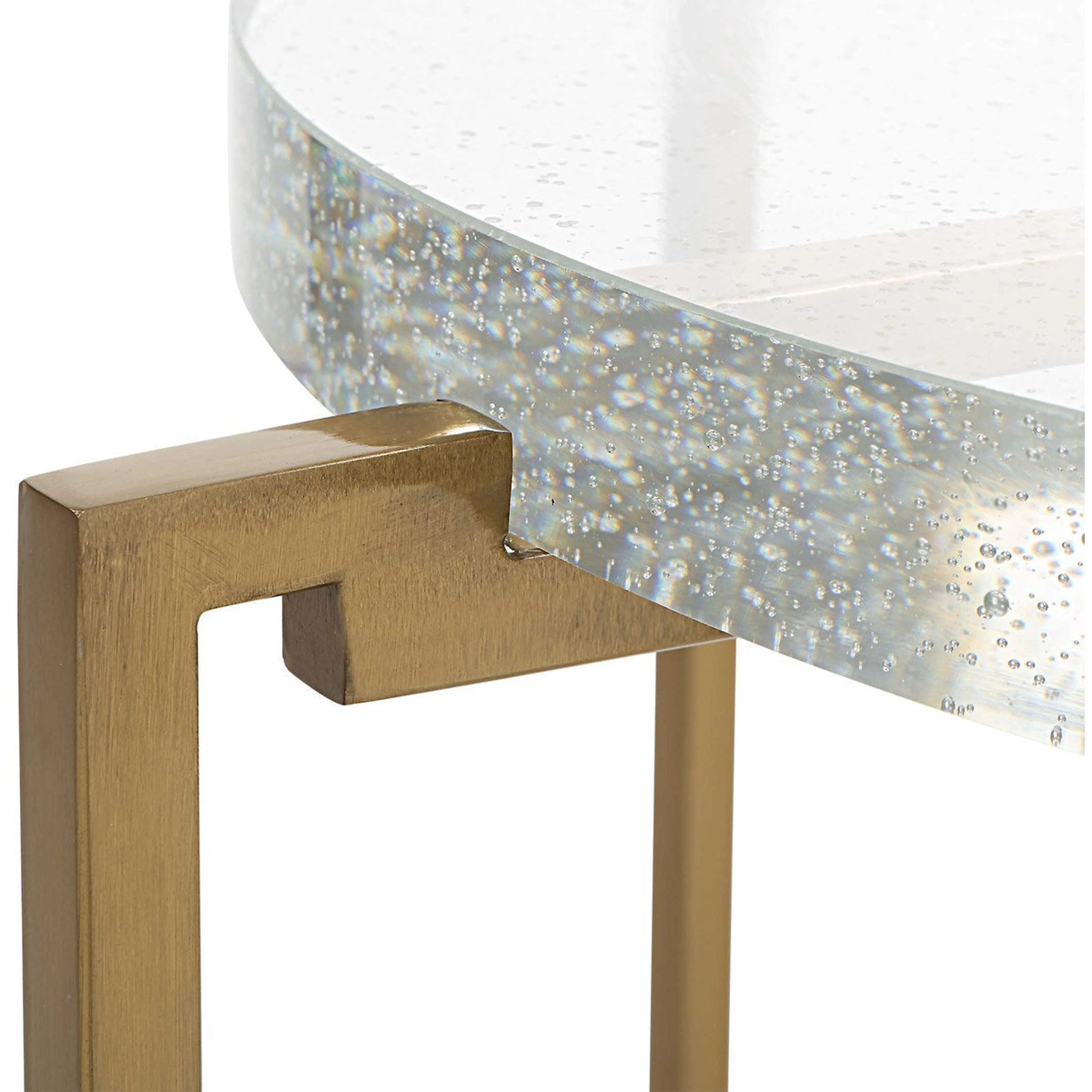 Uttermost Star Crossed Seeded Glass Top With Brushed Gold Round Accent Table - Image 7