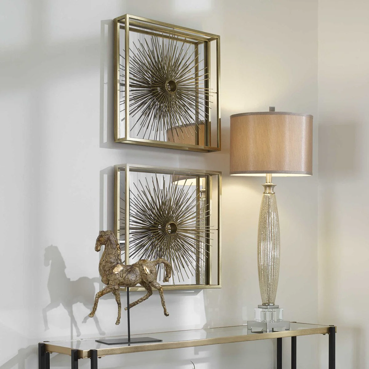 Uttermost Starlight Antiqued Brass Mirrored Wall Decor - Image 4