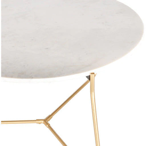 Surya Suave Modern White Marble Top With Gold Metal Base Round Coffee Table UAV-001 - Image 4