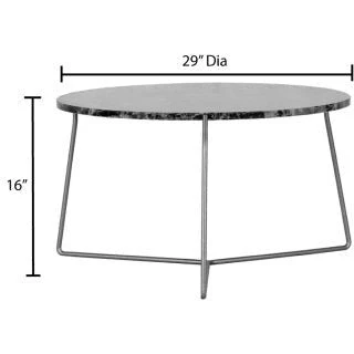 Surya Suave Modern Brown Marble Top With Gold Metal Base Round Coffee Table UAV-002 - Image 5