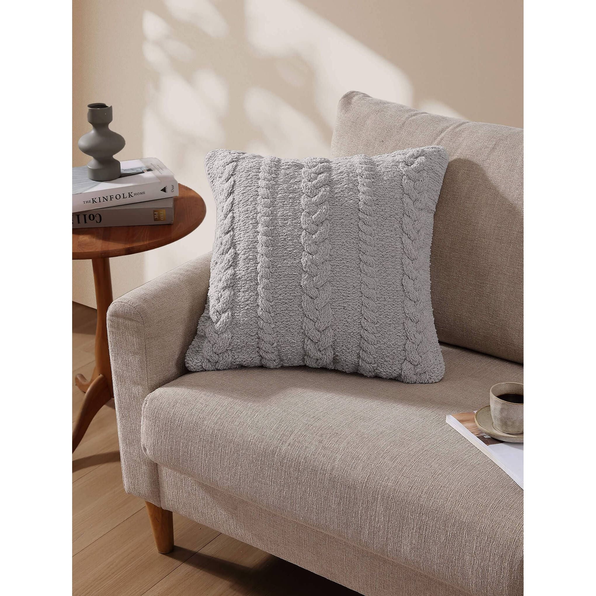 Sunday Citizen Braided Throw Pillow in Cloud Gray ~ 20 x 20 - Image 2