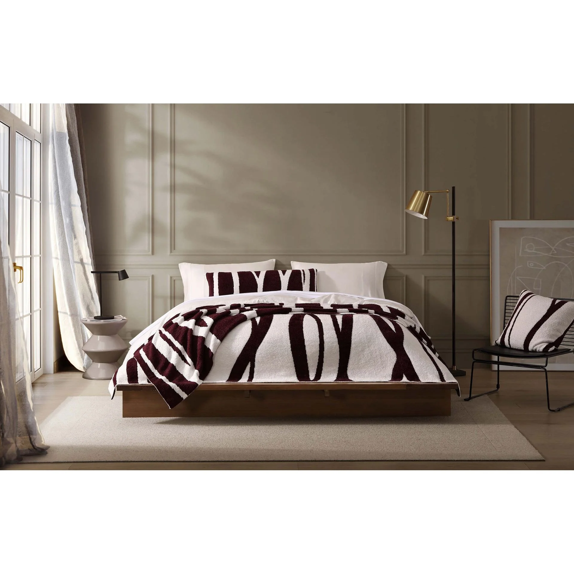 Sunday Citizen Cloud Silque Woodland Bed Blanket in White-Fig ~ Available in King/Cal King and Full/Queen Sizes - Image 2
