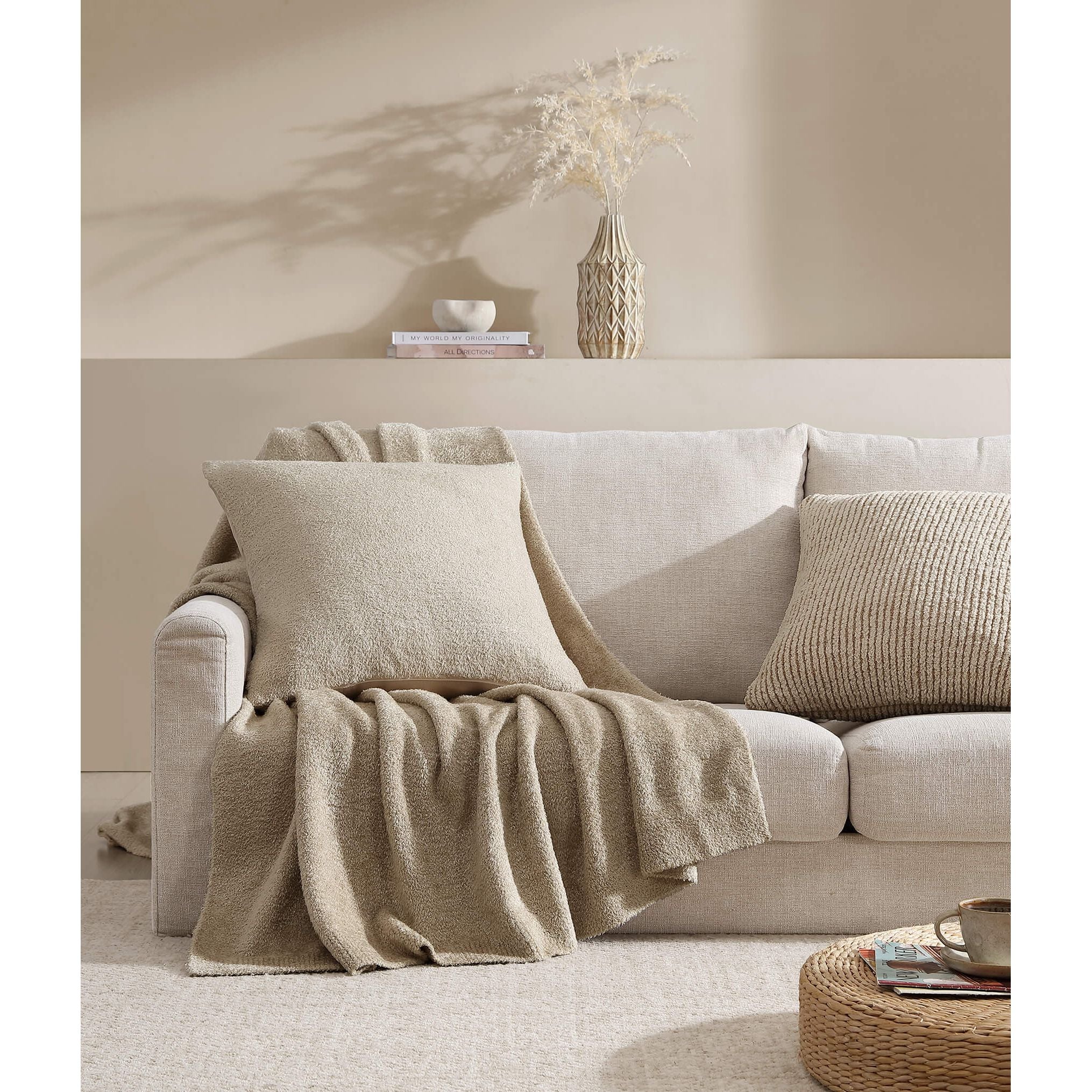 Sunday Citizen Cloud Silque Throw in Sandstone ~ 75 x 52 - Image 2