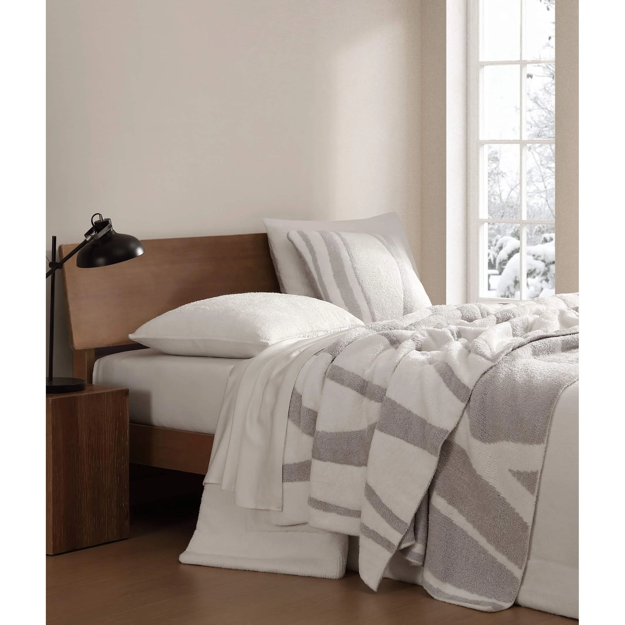 Sunday Citizen Cloud Silque Woodland Bed Blanket in White-Pearl Grey ~ Available in King/Cal King and Full/Queen Sizes - Image 2