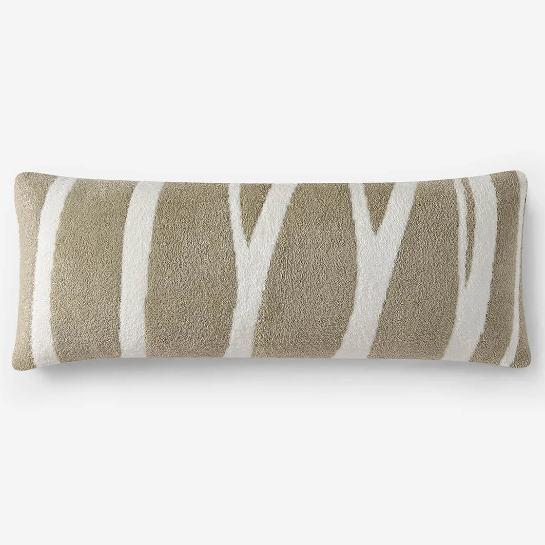 Sunday Citizen Cloud Silque Woodland Lumbar Pillow in White-Sandstone ~ 36 x 14