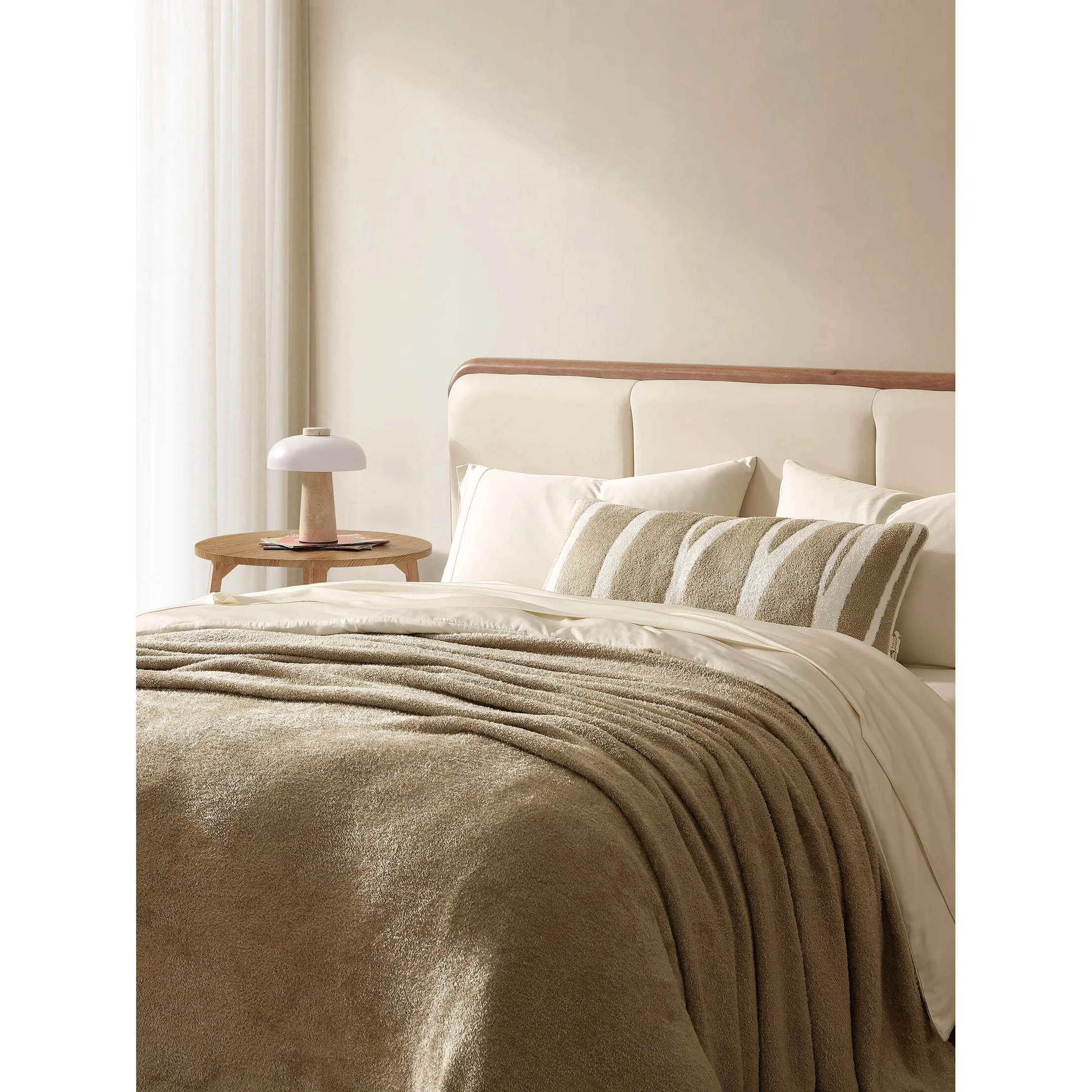 Sunday Citizen Cloud Silque Woodland Lumbar Pillow in White-Sandstone ~ 36 x 14 - Image 3