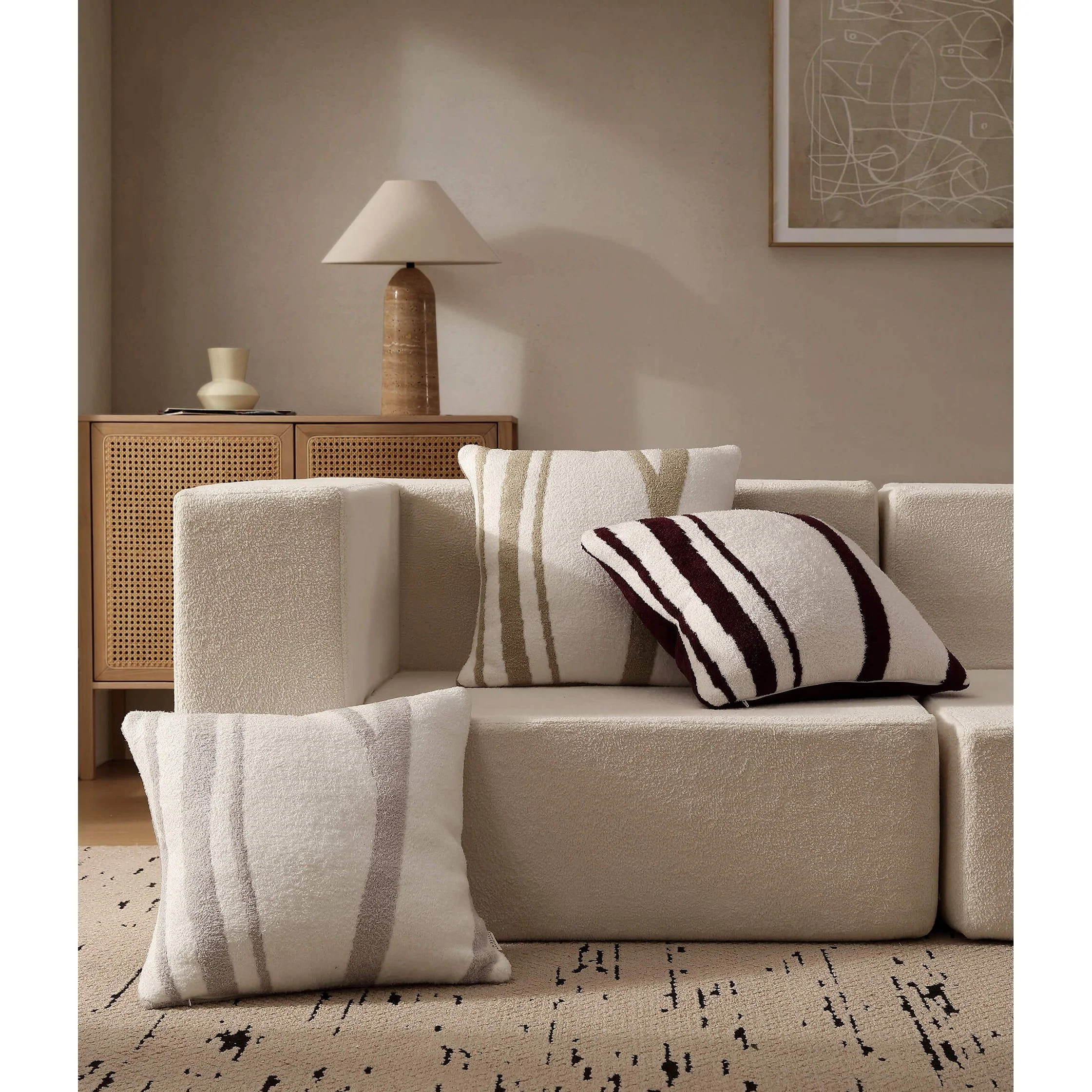 Sunday Citizen Cloud Silque Woodland Throw Pillow in White-Sandstone ~ 20 x 20 - Image 2