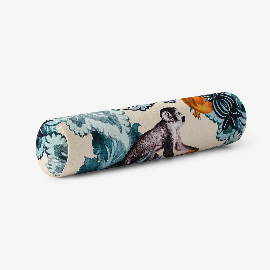 Sunday Citizen Damasc Monkey Bolster Pillow ~ 22 in x 5.75 in - Image 2