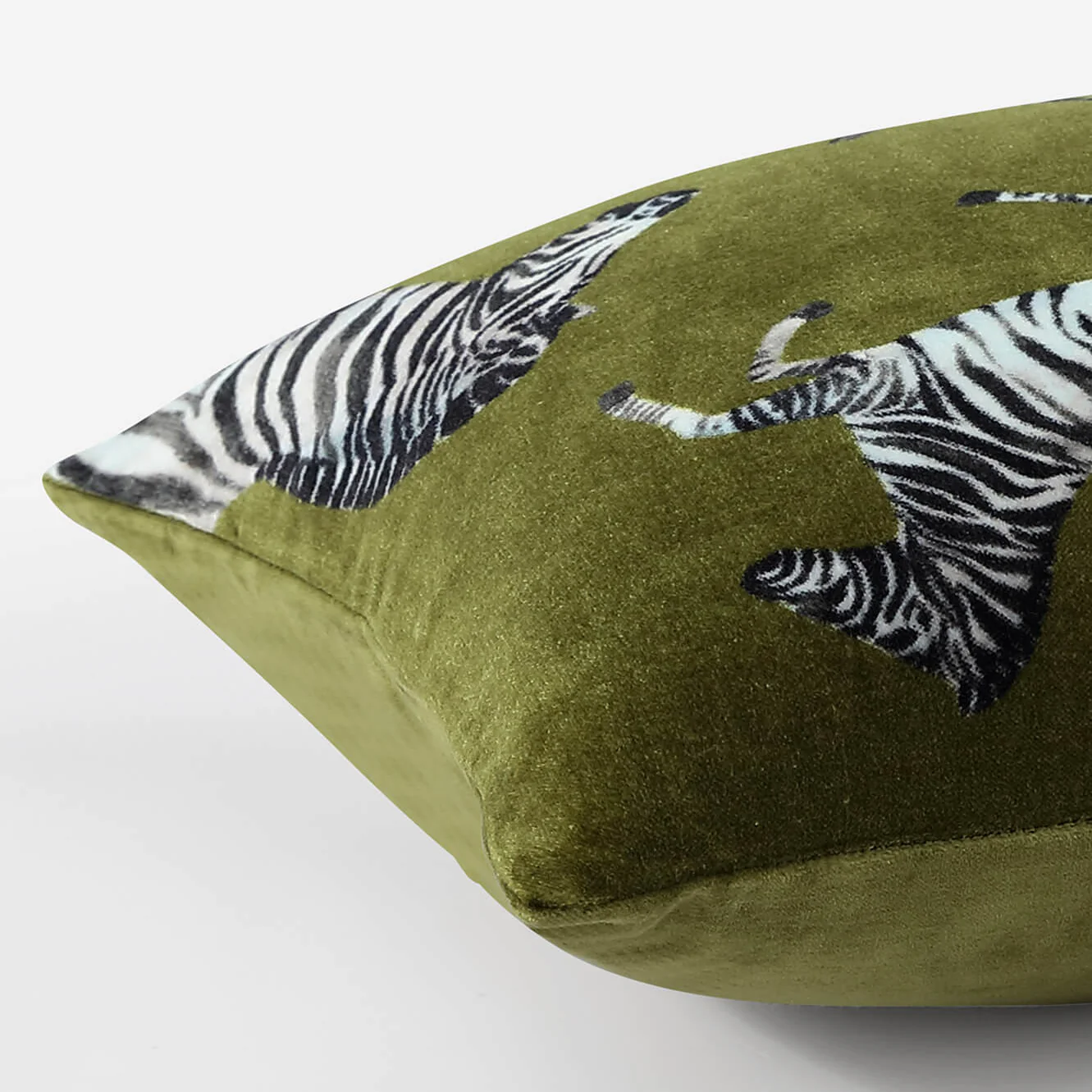 Sunday Citizen Velvet Watercolor Zebra Small Lumbar Pillow in Cardamon Seed ~ 22 in x 14 in - Image 3