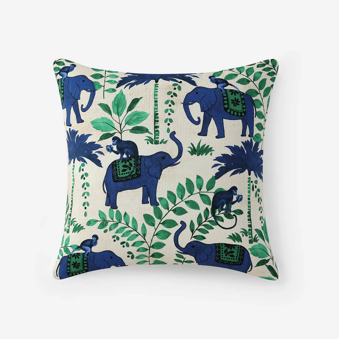 Sunday Citizen Monkey on Elephant Throw Pillow ~ 20 x 20