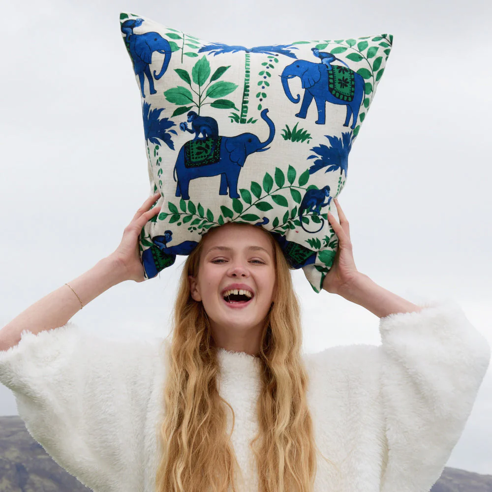 Sunday Citizen Monkey on Elephant Throw Pillow ~ 20 x 20 - Image 2
