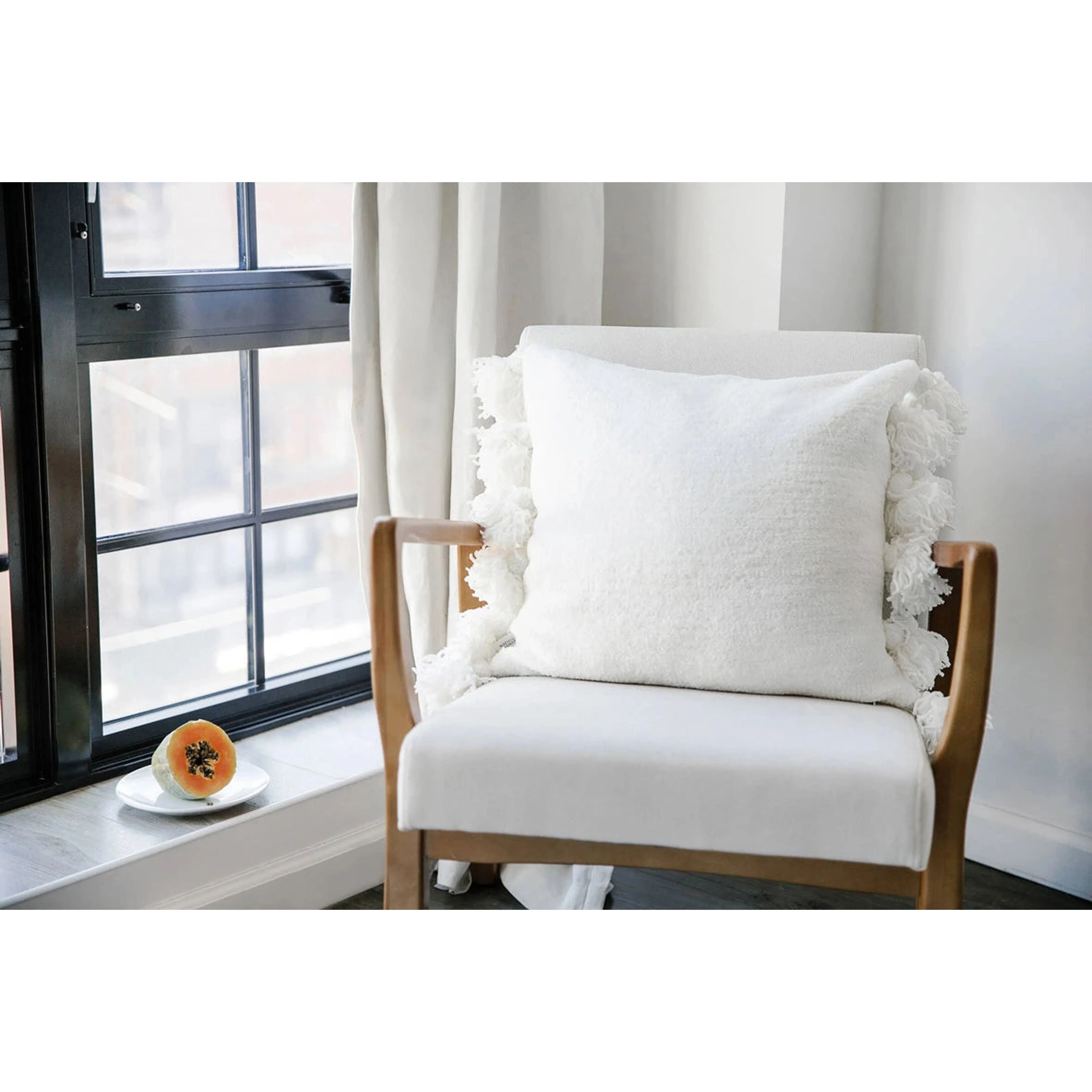 Sunday Citizen Off White Pom Pom Throw Pillow 20x20 - Image 5